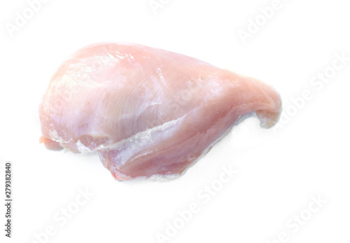 close up of chicken breast isolated on white background.