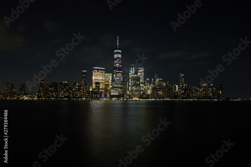 Night cityscape of downtown Manhattan, New York. Photographed Summer, 2019.