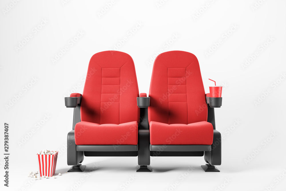 Two red cinema chairs on white background Stock 写真 | Adobe Stock