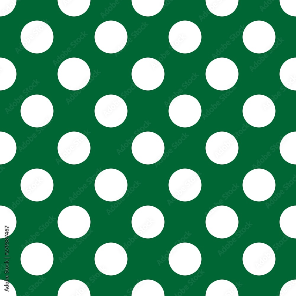 Tile vector pattern with white polka dots on green background	