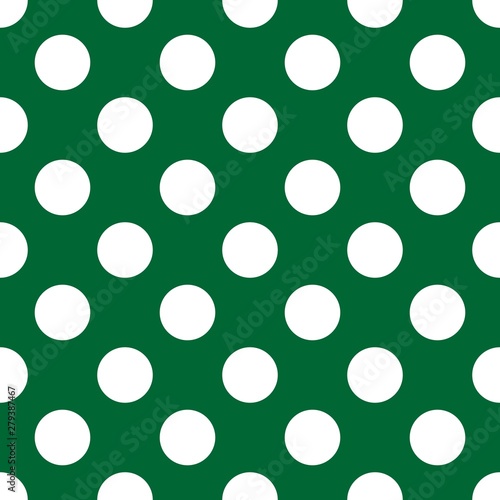 Tile vector pattern with white polka dots on green background	