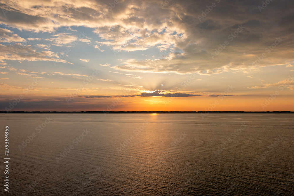 Beautiful sunset at the Kattegat, a Scandinavian sea