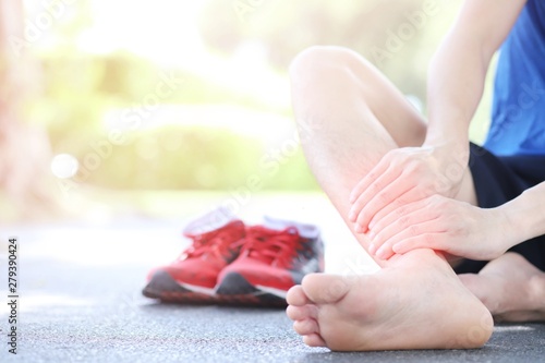 Men hurt shin from exercising, playing football