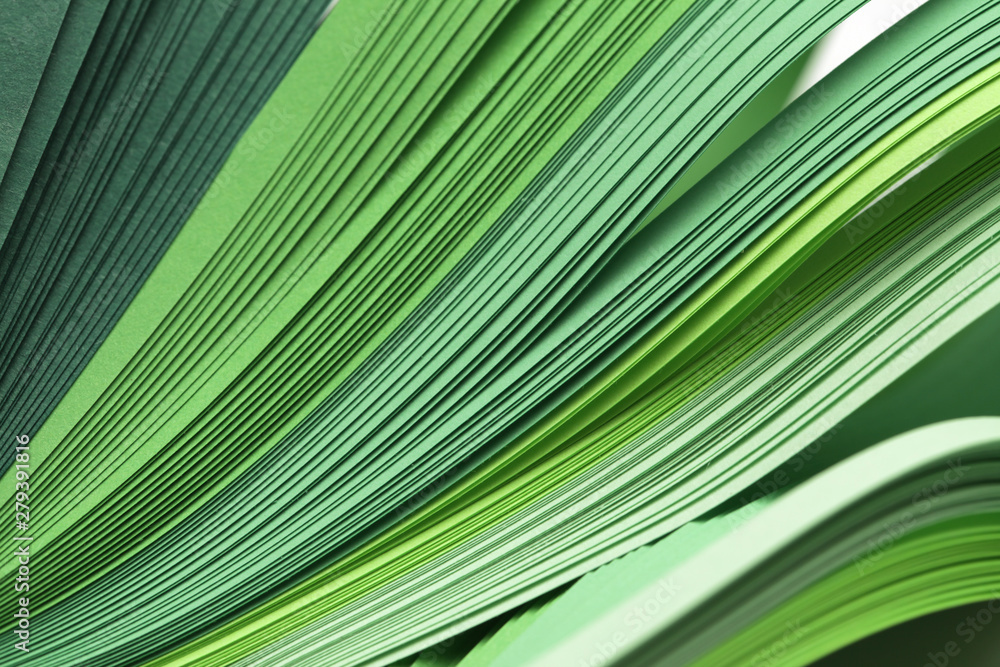 Abstract gradient green color wave curl strip paper background. Template for prints, posters, cards. Abstract gradient green color wave curl strip paper background. Template for prints, posters, cards.