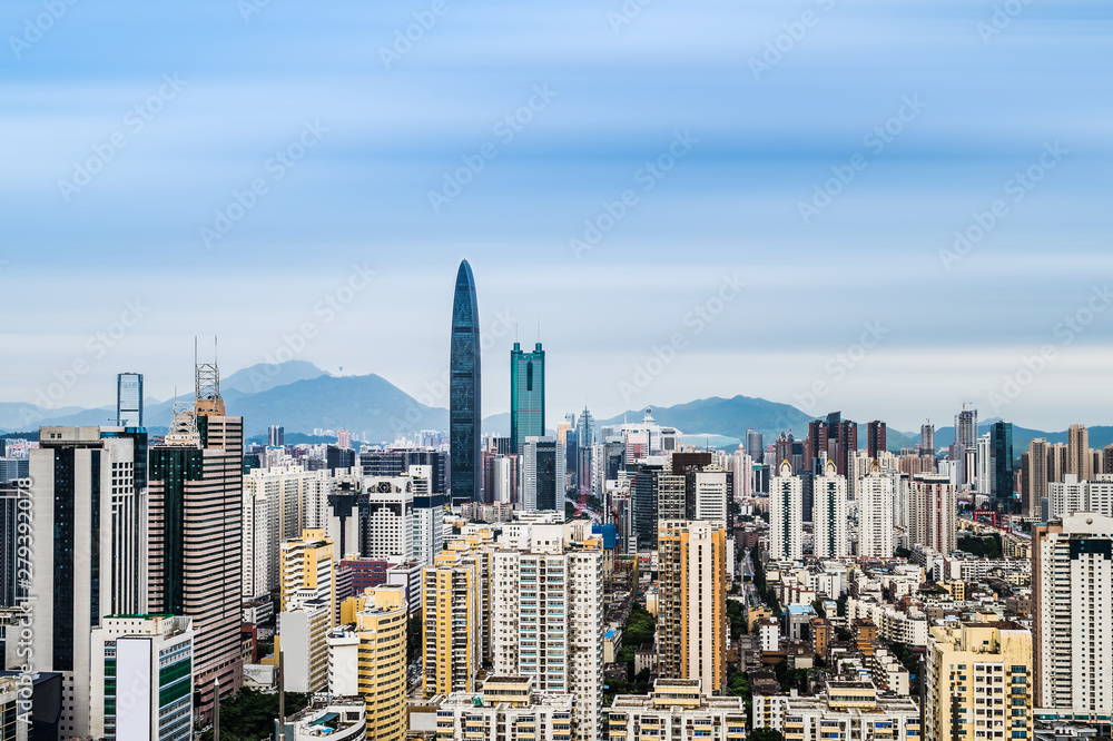City skyline scenery of Luohu District, Shenzhen, Guangdong, China