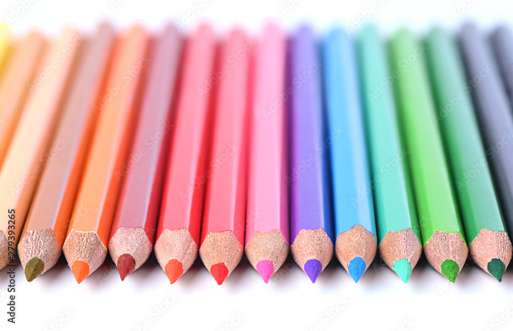 Color pencils on white background, Shallow DOF Color pencils on white background, Shallow DOF