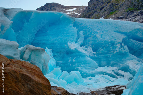 Blue ice of Svartisen Glacier, Norway.