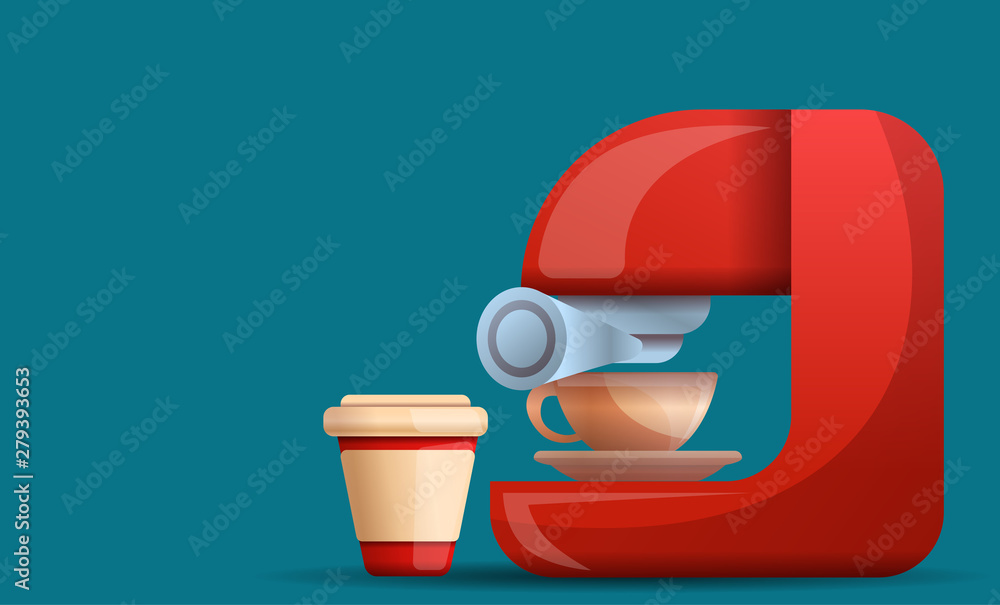 Home coffee machine concept banner. Cartoon illustration of home coffee machine vector concept banner for web design Stock Vector | Adobe Stock Home coffee machine concept banner. Cartoon illustration of home coffee machine vector concept banner for web design Stock Vector | Adobe Stock