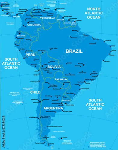 vector map of southern america