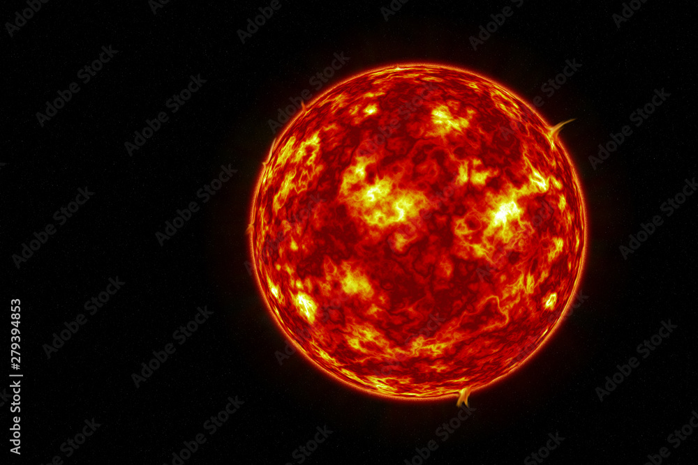 Sun surface with solar flares Sun surface with solar flares