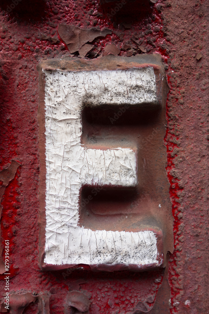 Written Wording in Distressed State Typography Found Letter E Written Wording in Distressed State Typography Found Letter E