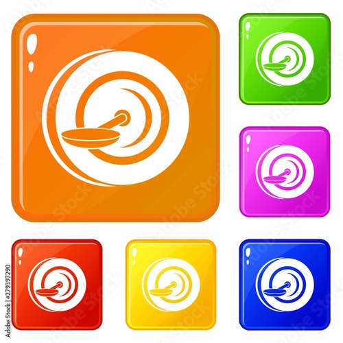 Self balancing wheel icons set collection vector 6 color isolated on white background