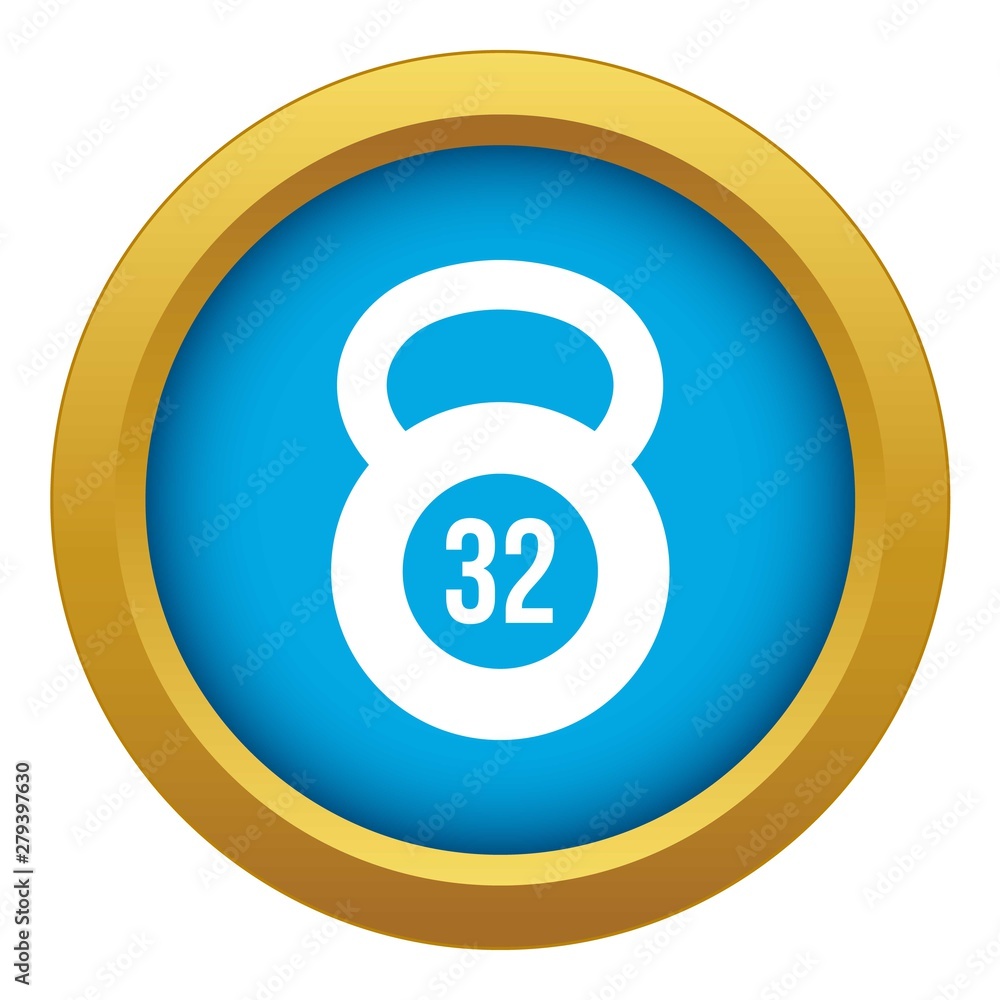 Kettlebell 32 kg icon blue vector isolated on white background for any design Kettlebell 32 kg icon blue vector isolated on white background for any design