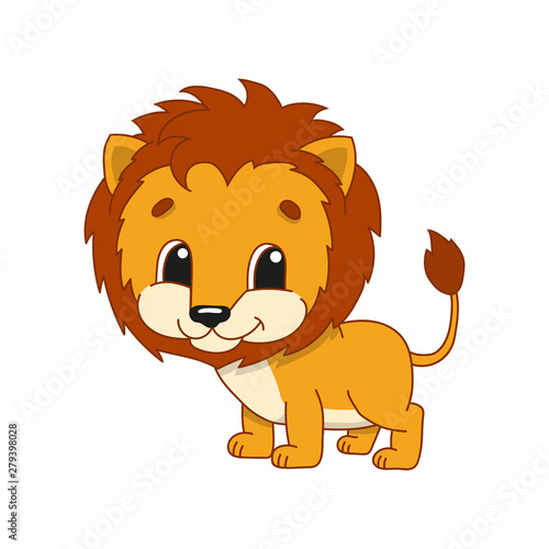 Shaggy lion. Cute character. Colorful vector illustration. Cartoon style. Isolated on white background. Design element. Template for your design  books  stickers  cards  posters  clothes.
