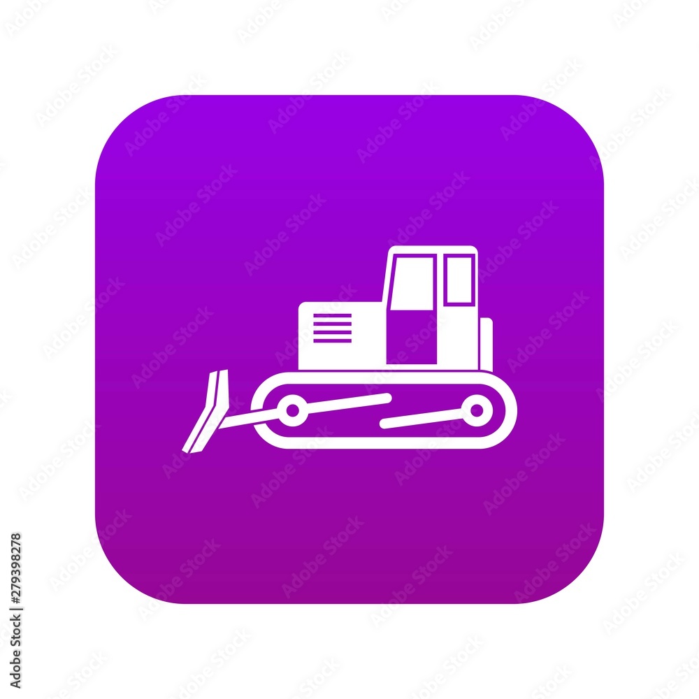 Bulldozer icon digital purple for any design isolated on white vector illustration Bulldozer icon digital purple for any design isolated on white vector illustration