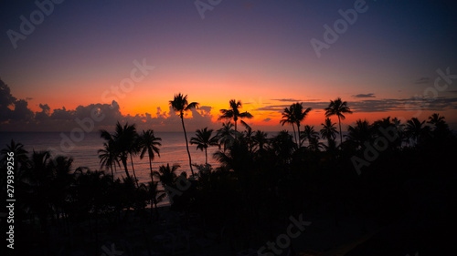 aerial view of a beautiful caribbean sunset at the beach