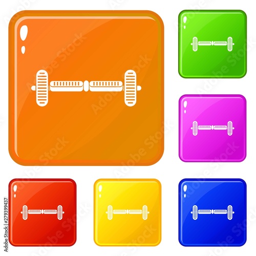 Hoverboard gyro pod icons set collection vector 6 color isolated on white background