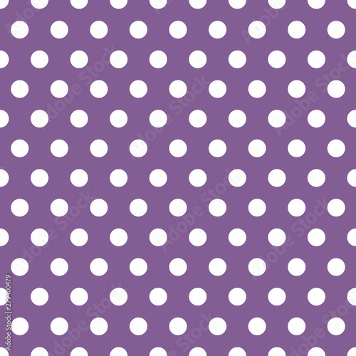 purple Background with white Polka Dot pattern. Polka dot fabric. Retro pattern. Casual stylish purple white polka dot texture background.