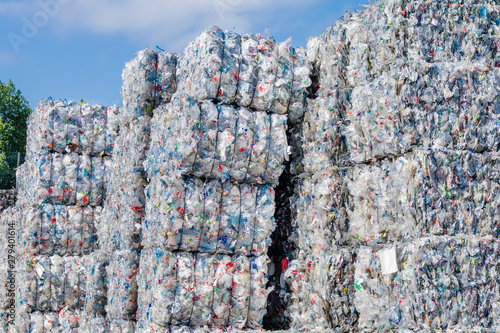 Plastics recycling centers and raw material photo