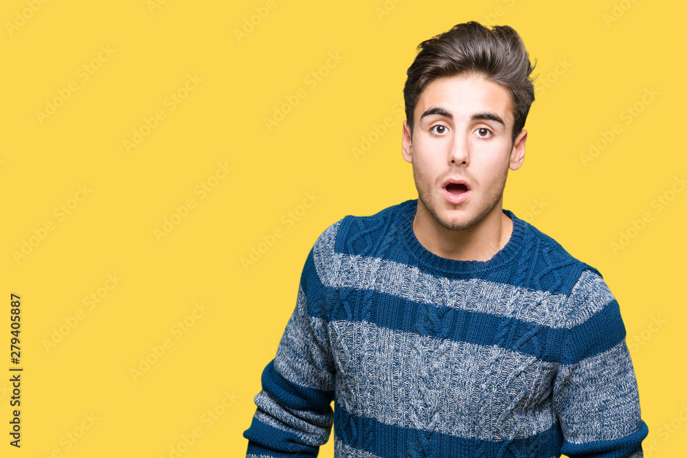Young handsome man over isolated background afraid and shocked with surprise expression, fear and excited face. Young handsome man over isolated background afraid and shocked with surprise expression, fear and excited face.