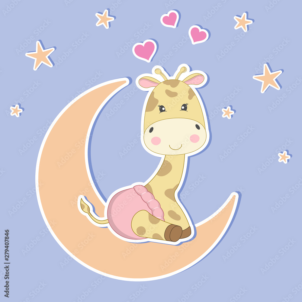 pink baby giraffe cartoon