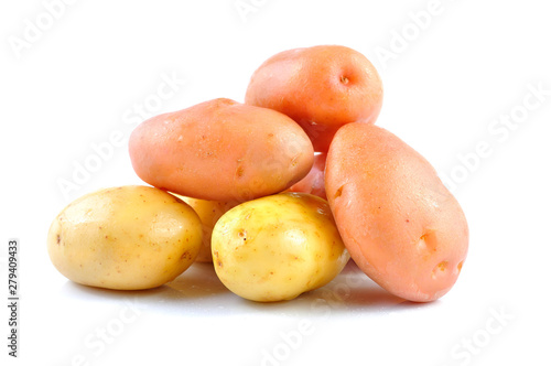 Pink and Yello Clean Potato isolated on white background