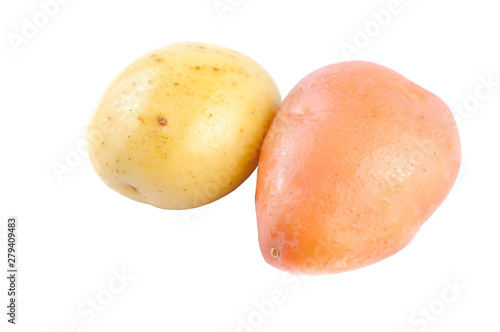 Pink and Yello Clean Potato isolated on white background