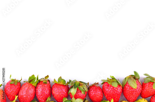 Strawberries frame isolated on white