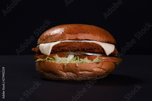 Fried Chicken hamburger with cheese