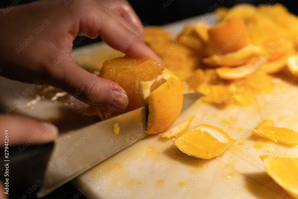 cutting orange cutting orange