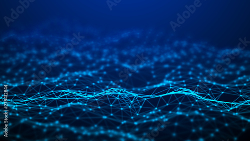 Network connection dots and lines. Technology background. 3d rendering.