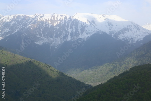 Snow-capped peaks of the Caucasus Mountains