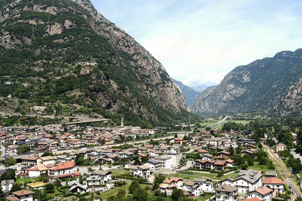 The town of Bard is the gateway to the Aosta Valley - Italy