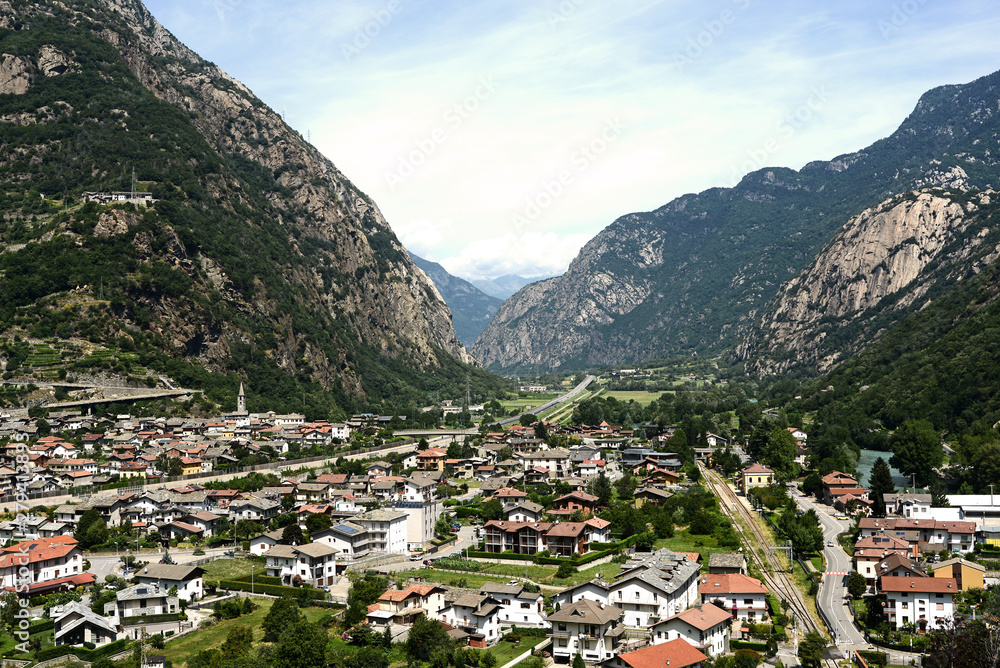 Obraz premium The town of Bard entry into the Aosta Valley - Italy