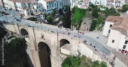 Aerial shot of old bridge in La Ronda Spain