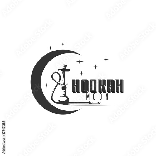 Hookah and moon logo design
