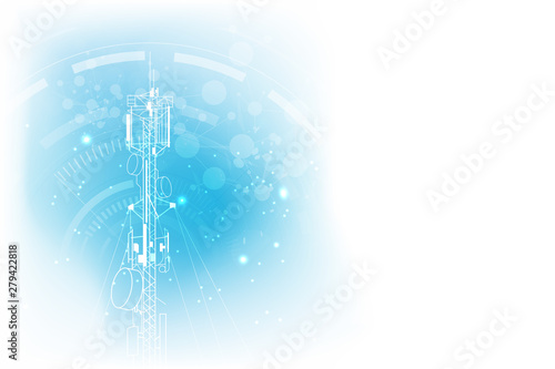 Antenna transmission communication tower vector background concept