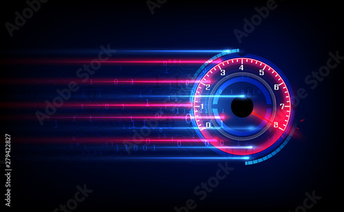Download progress bar or round indicator of web speed. Sport car speedometer for hud background.  vector eps10