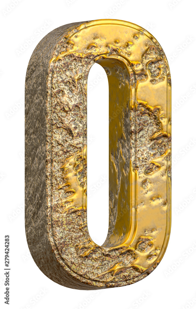 3D Golden Stone Textured Number ZERO 3D Golden Stone Textured Number ZERO