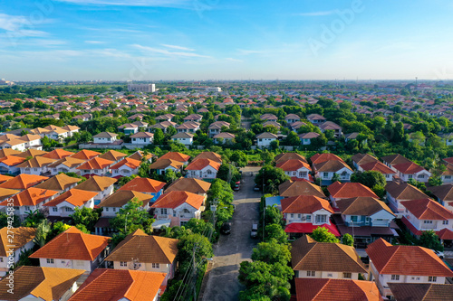 aerial view of beautiful home village and town settlement #279425835