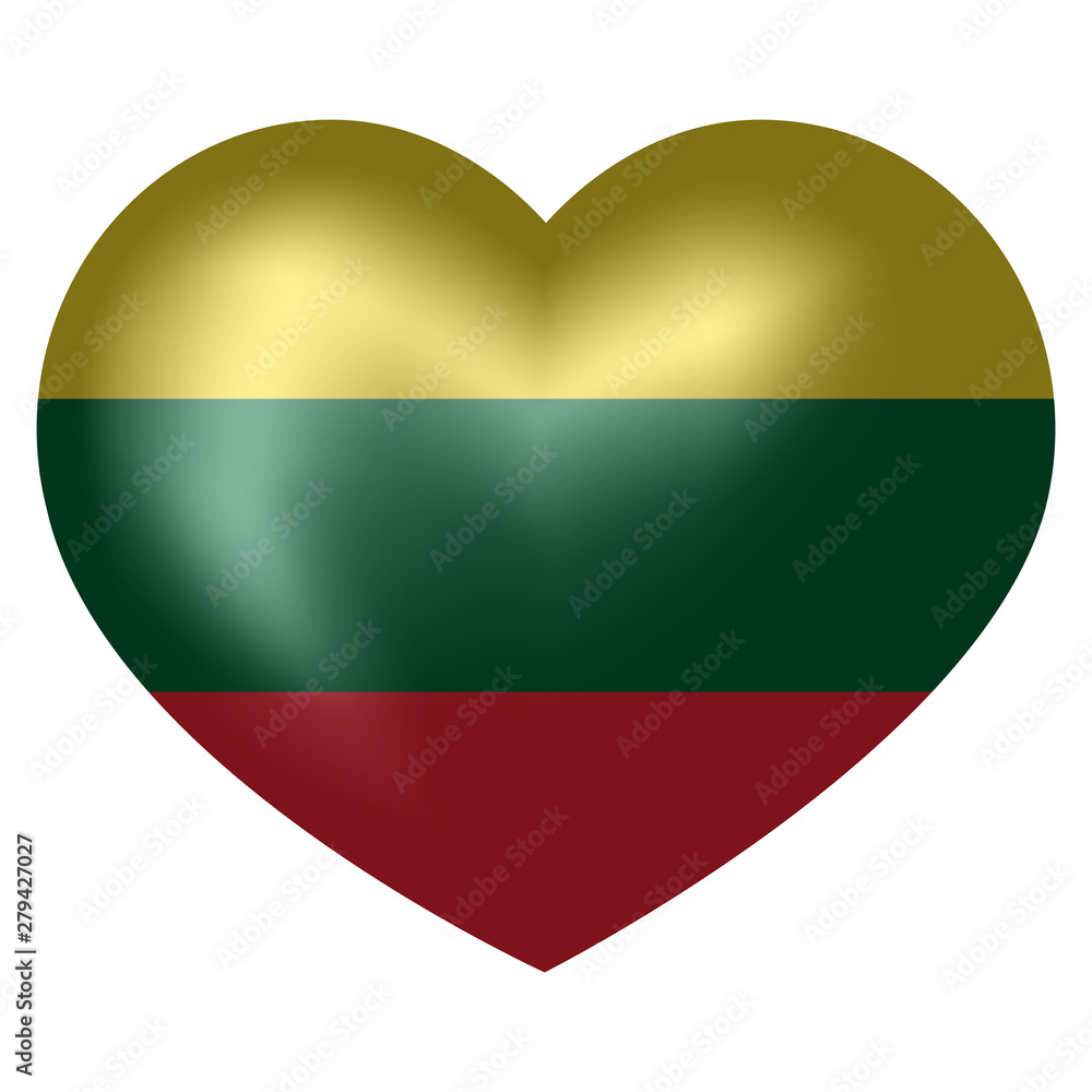Flag of Lithuania in heart shape. 3d vector illustration. Flag of Lithuania in heart shape. 3d vector illustration.