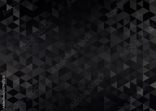 Black brilliant abstract pattern. Dark triangle crystals shimmer background. 