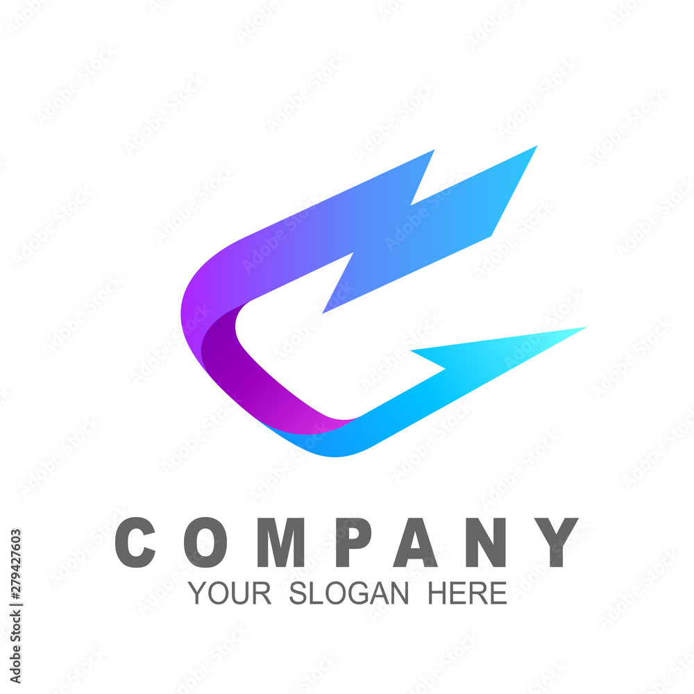 Letter c and thunder logo design template Letter c and thunder logo design template