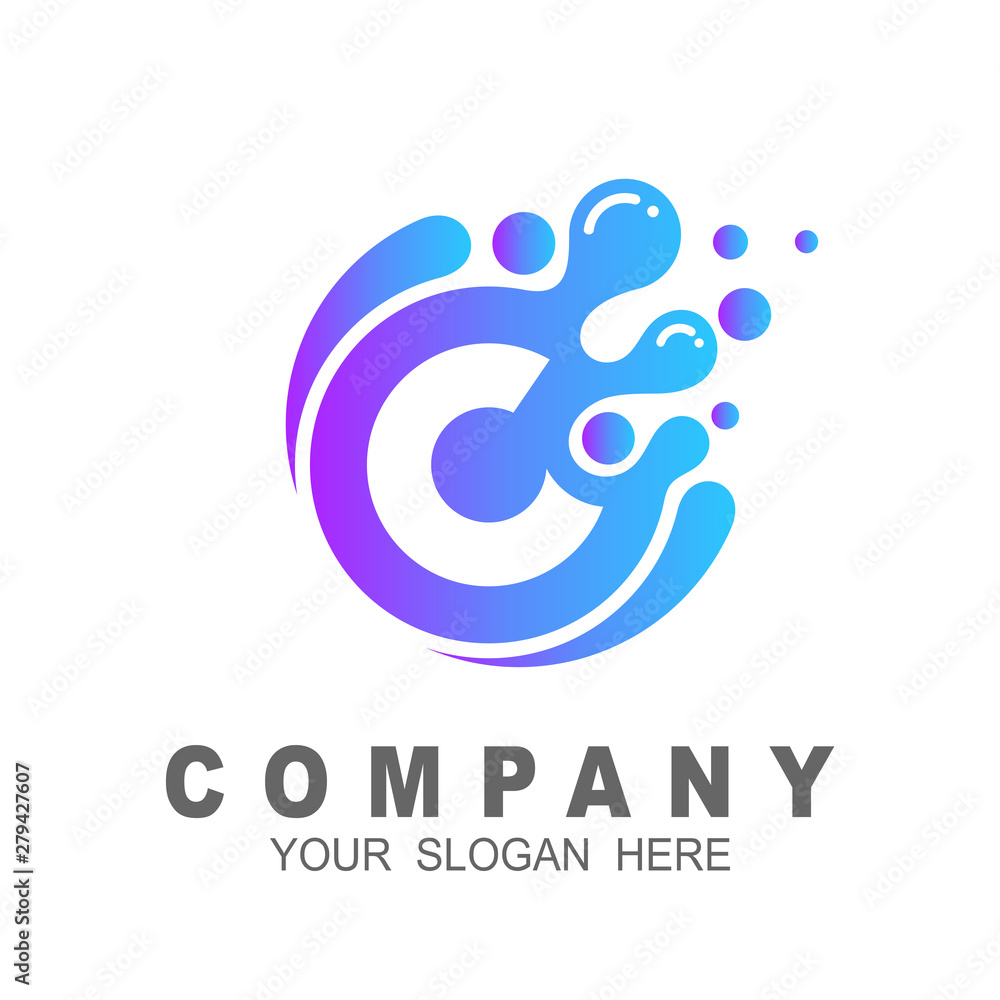 letter c with water drop logo illustration letter c with water drop logo illustration