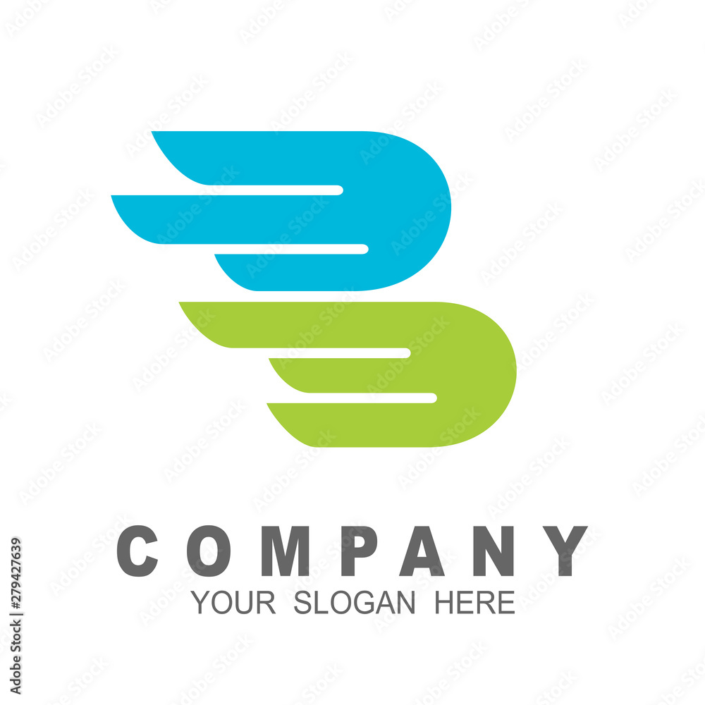 Letter b wing flying logo icon template, letter b and wing symbol Letter b wing flying logo icon template, letter b and wing symbol