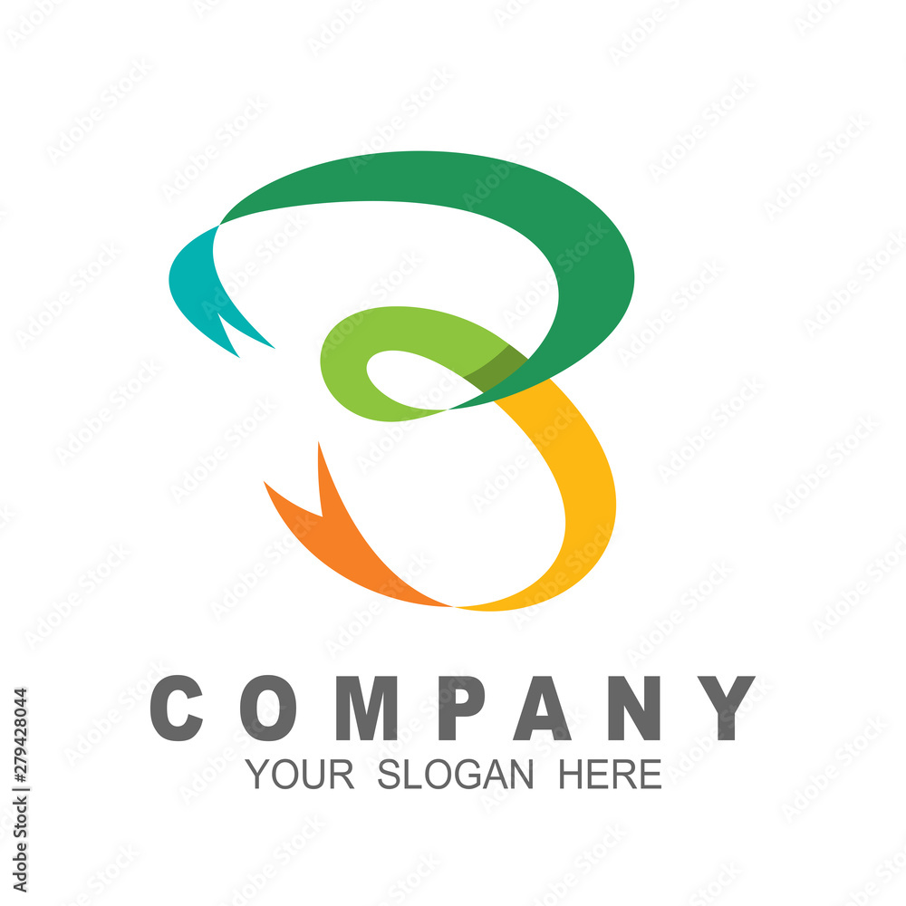 letter b logo and ribbon icon template, colorful logo design letter b logo and ribbon icon template, colorful logo design