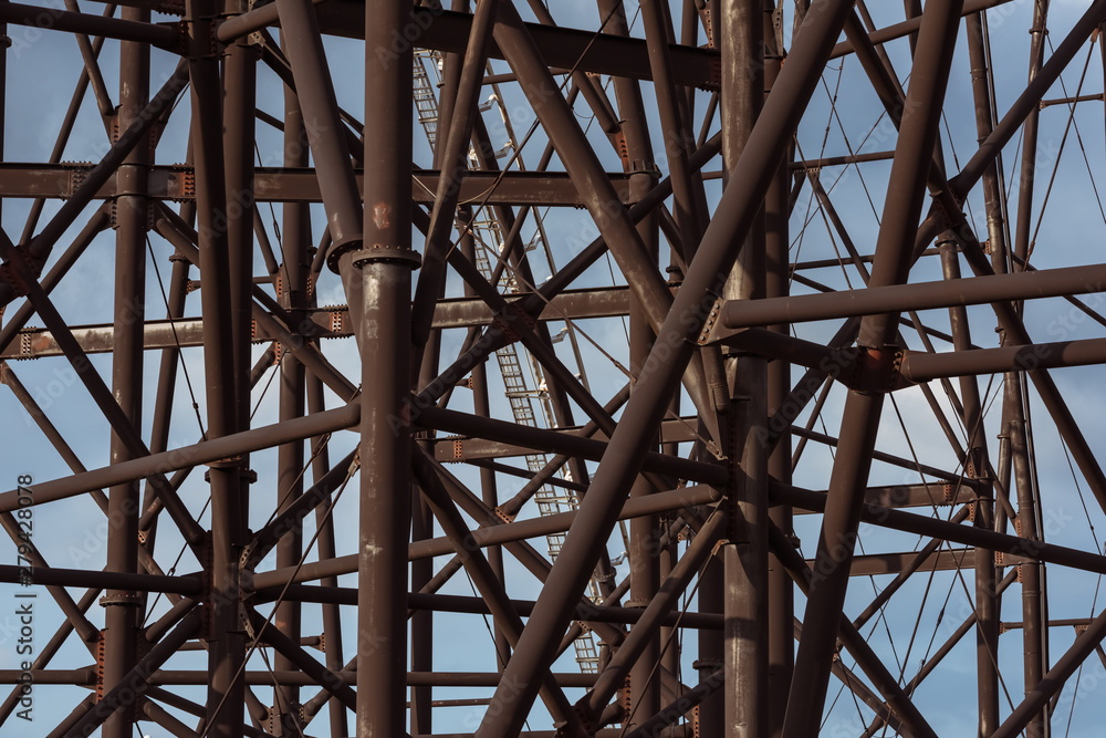 detail of roller coaster curves and steel frame