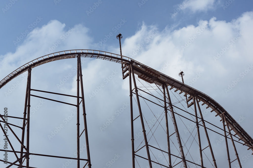 detail of roller coaster curves and steel frame detail of roller coaster curves and steel frame