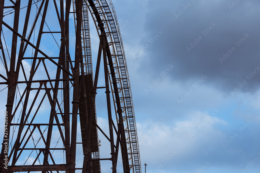 detail of roller coaster curves and steel frame detail of roller coaster curves and steel frame