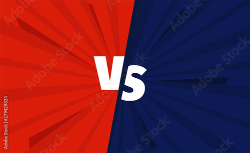Red VS blue teams versus battle screen. Fight backgrounds competition.